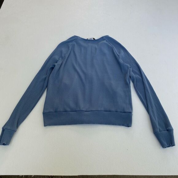 Amour Vert Blue Ribbed Zip Up Jacket Women’s Small Made in USA - Picture 2 of 5